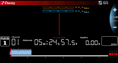 CDJ-2000NXS playing a FLAC track from a rekordbox library (native firmware output in the emulator)