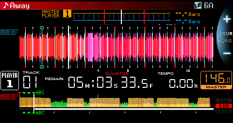 Native v13 six-mod NXS1 fixture: orange/blue Type 2 lanes above the 3-Band waveform; unavailable stock counters remain --.-.